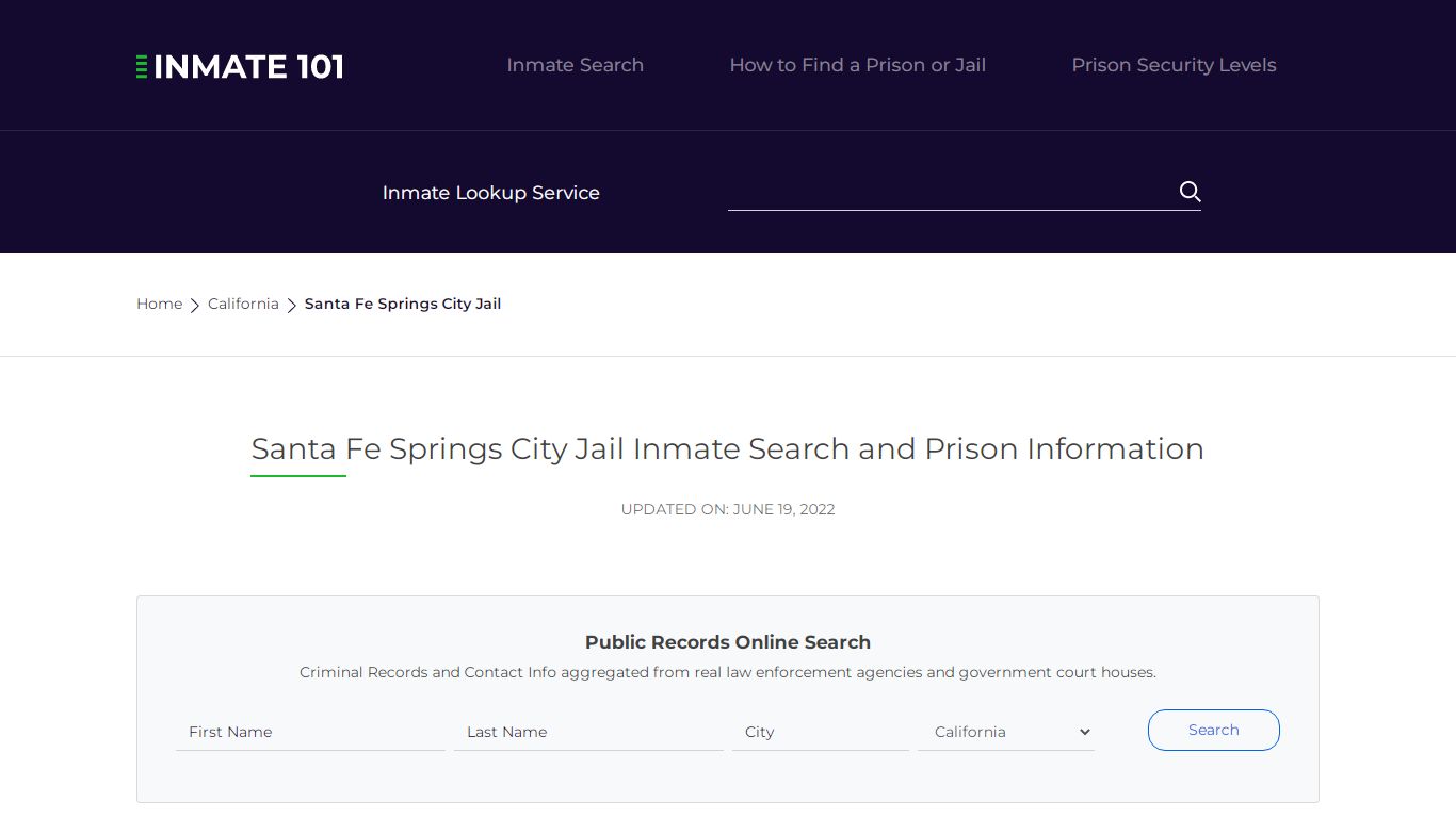 Santa Fe Springs City Jail Inmate Search, Visitation ...